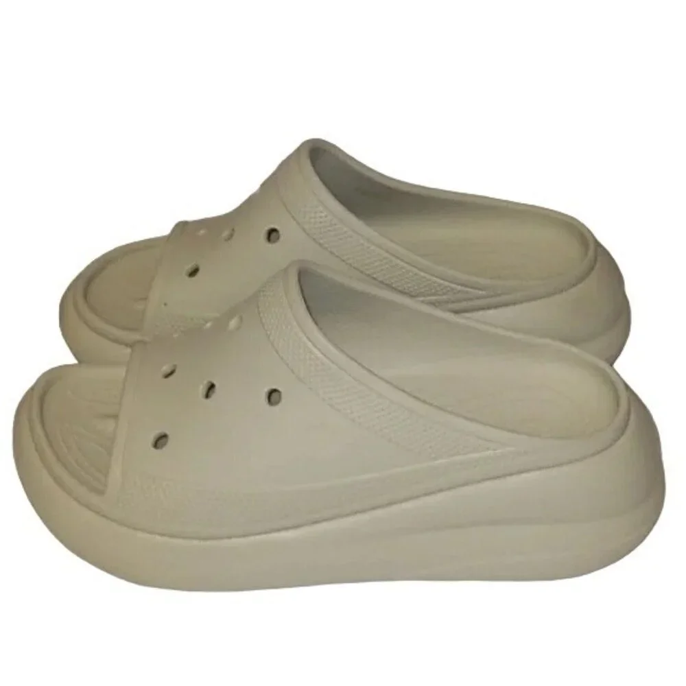 CROCS Unisex Crush Platform Slide Sandals in Bone White - Picture 2 of 7